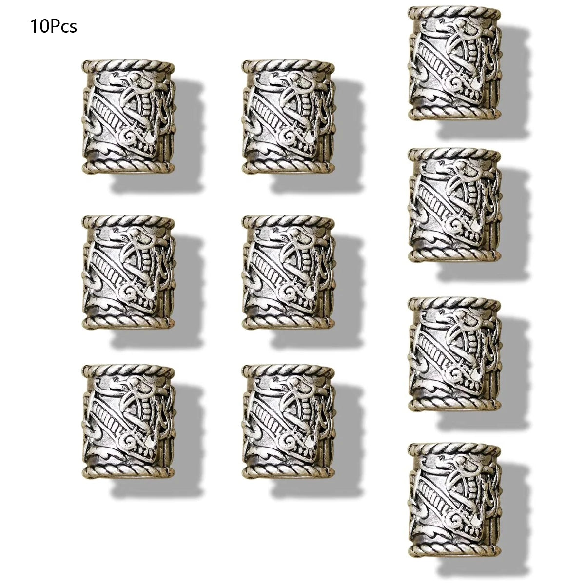 3x Norse Viking Pirate Hole Beard Bead Dreadlocks Ring Hair Braid Metal Tubes Clip Pin Dwarven Jewelry Headband Accessories