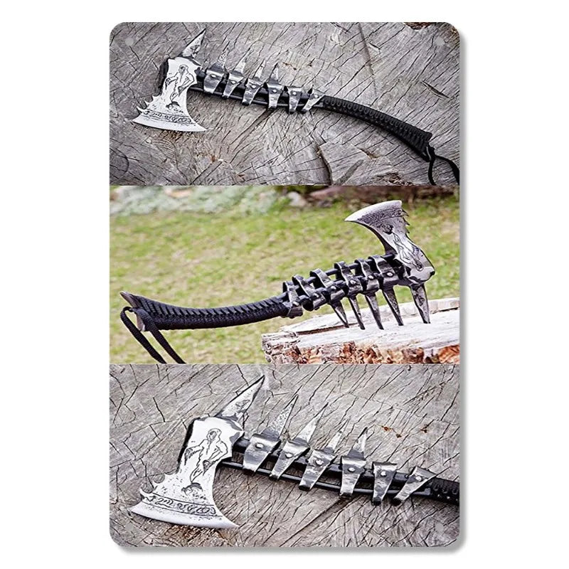 Hand-Forged Viking Axe Wall Art - High Carbon Steel Rustic Decor for Home, Bar, Cafe, Garage | Intricate Design