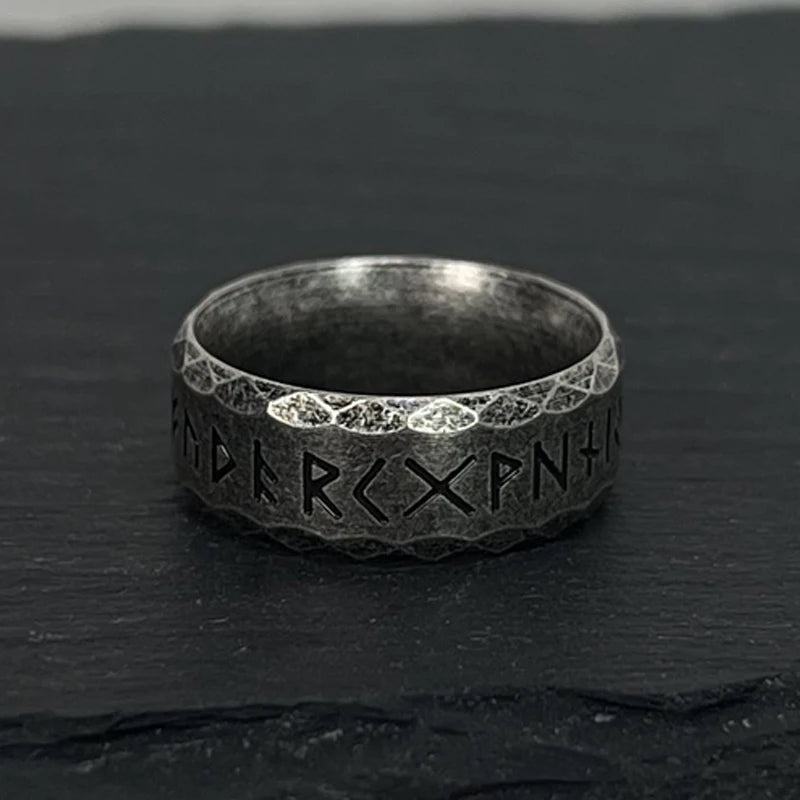 New Vintage Nordic Viking Rune Ring for Men Women Simple Stainless Steel Viking Odin Letter Ring Retro Amulet Jewelry Gifts