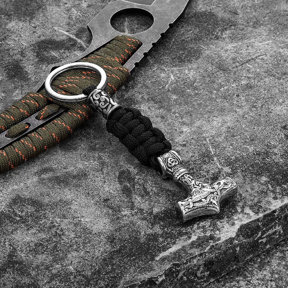 Vikings Thors Hammer Survival Rope Keychain