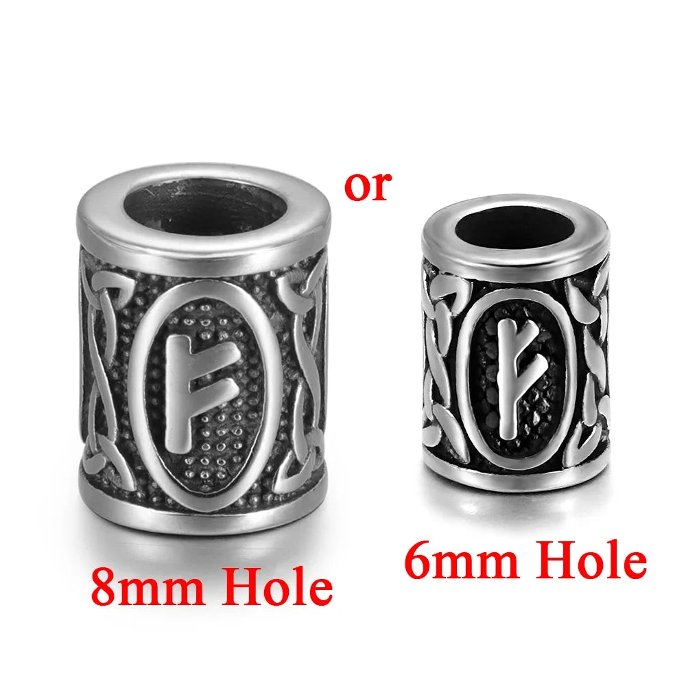 Stainless Steel Viking Rune Beads Hair Beard Lanyards Paracord Bead Jewelry Bracelet Components Jewellery Making DIY Accessories