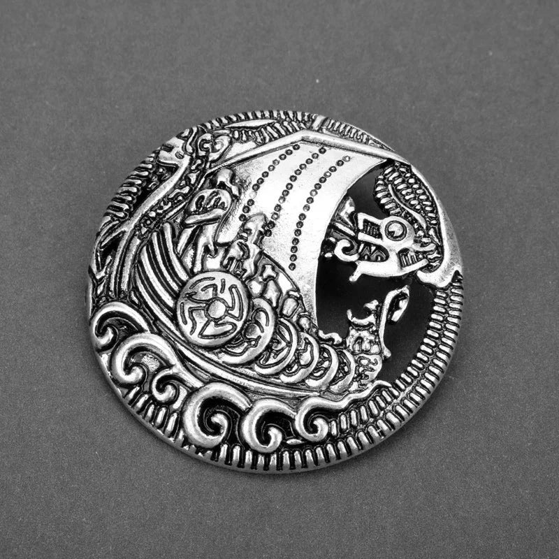 Viking Brooch For Women Medieval Rune Flower Shield Pin Brooch Cloak Shawl Pin Celtic Decoration