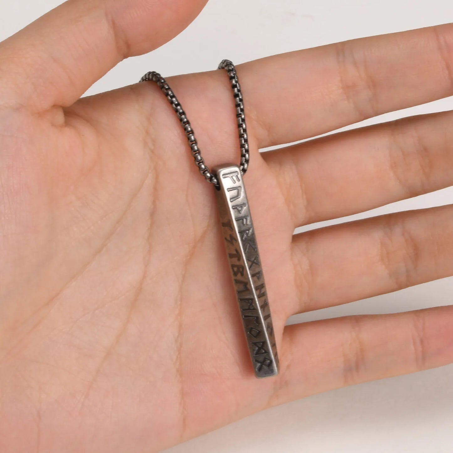 Viking Runes Necklaces For Men Boys, Antique Stainless Steel Jewelry Mobius Bar Pendant Necklaces,norse Viking Odin Gift