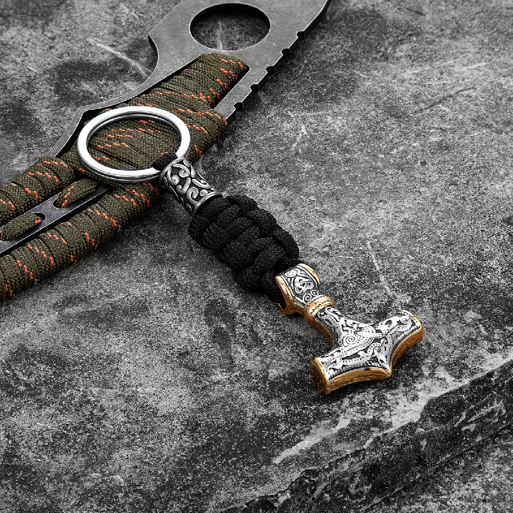 Vikings Thors Hammer Survival Rope Keychain