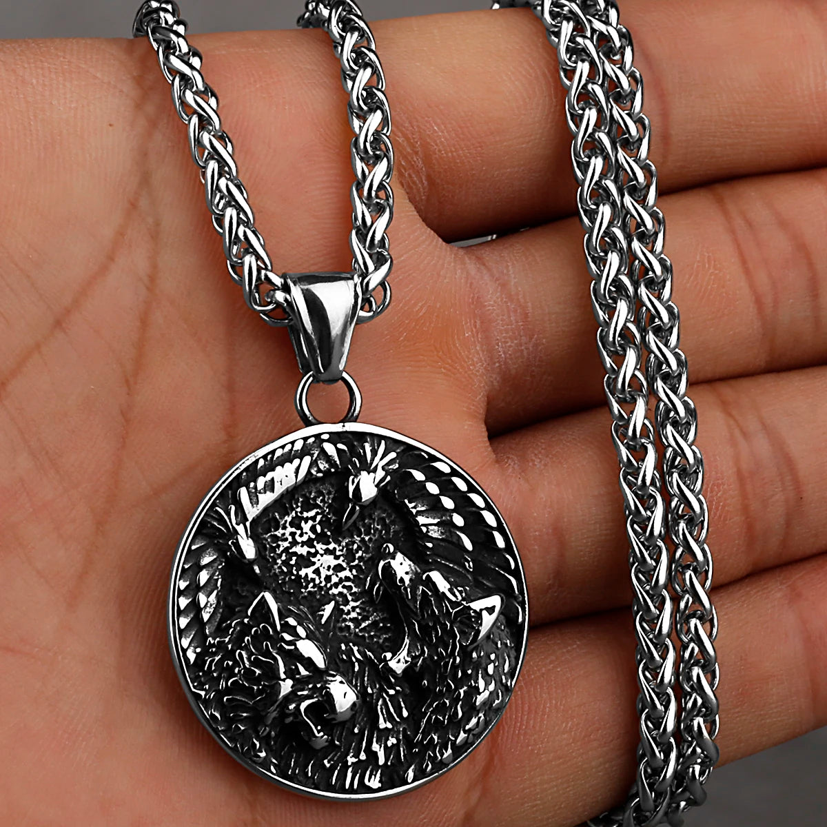 Viking Style Various Wolf Head Runes Original Stainless Steel Material Unisex Necklace Pendant Birthday Gift Factory Wholesale