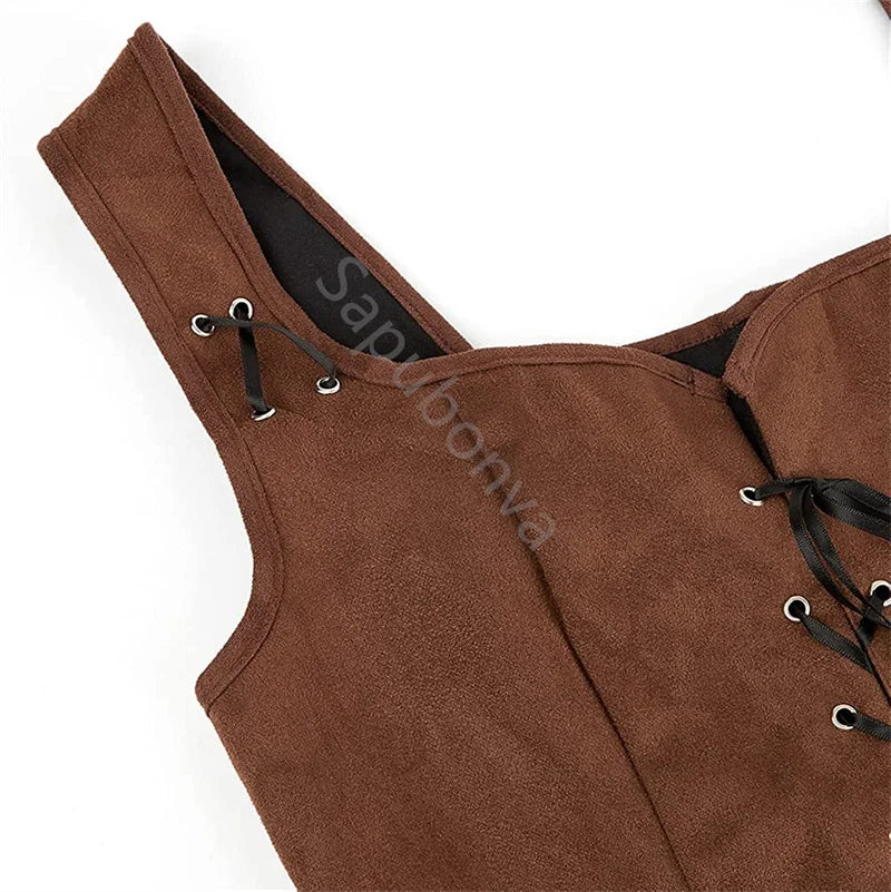 Sapubonva Pirate Renaissance Costumes for Women Steampunk Pirate Vest Viking Costume Bodice Vest Medieval Corset Halloween