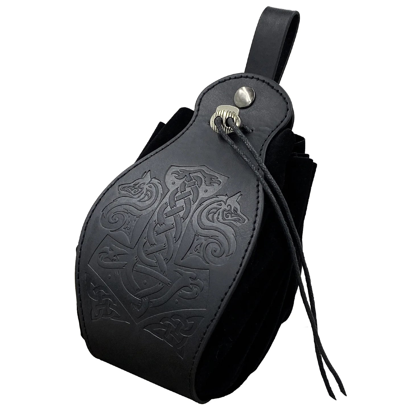 Vikings Rune Pouch String Coins Drawstring Bag Costume Vintage Halloween Accessory Leather Suede Medieval Loop Belt Kit Adult