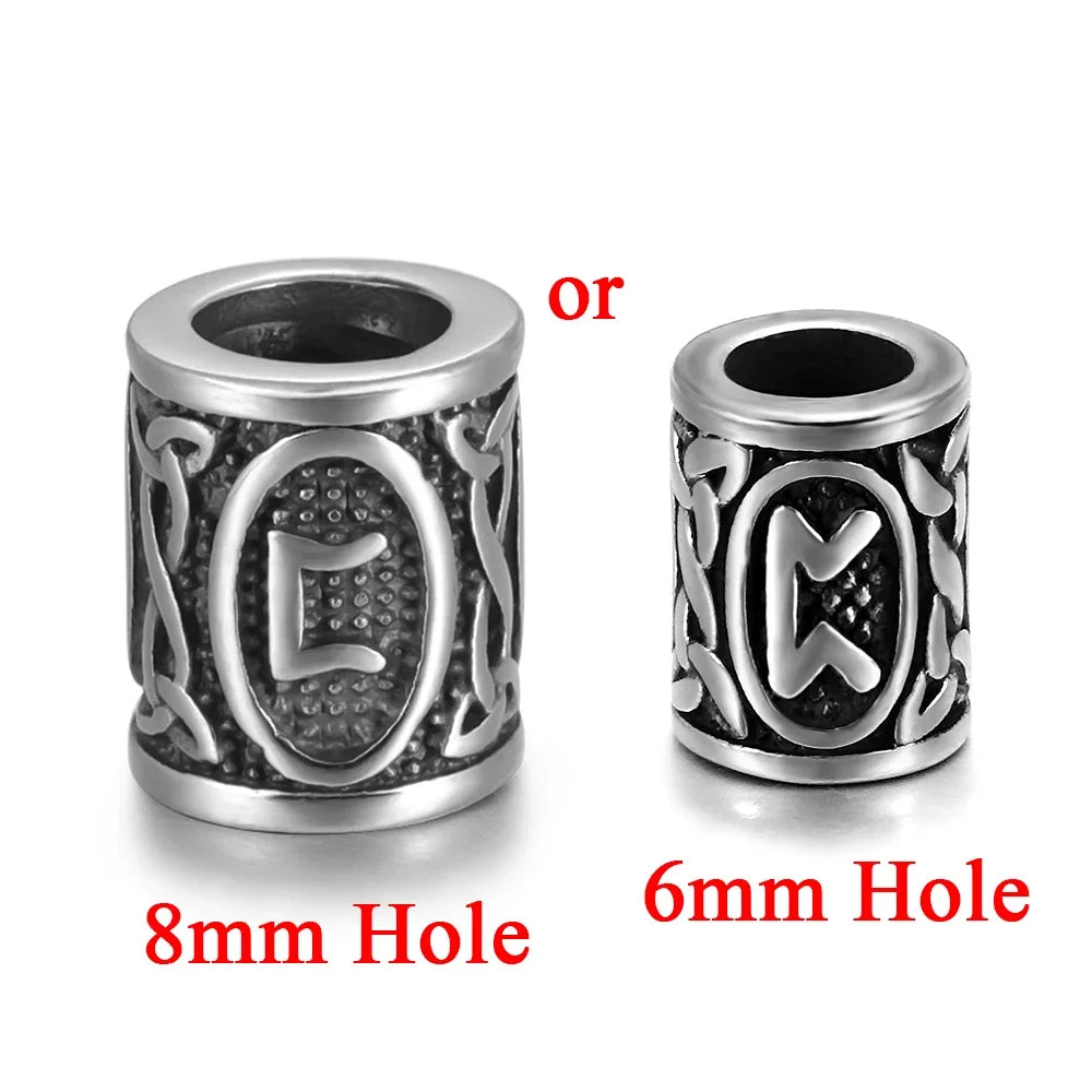 Stainless Steel Viking Rune Beads Hair Beard Lanyards Paracord Bead Jewelry Bracelet Components Jewellery Making DIY Accessories