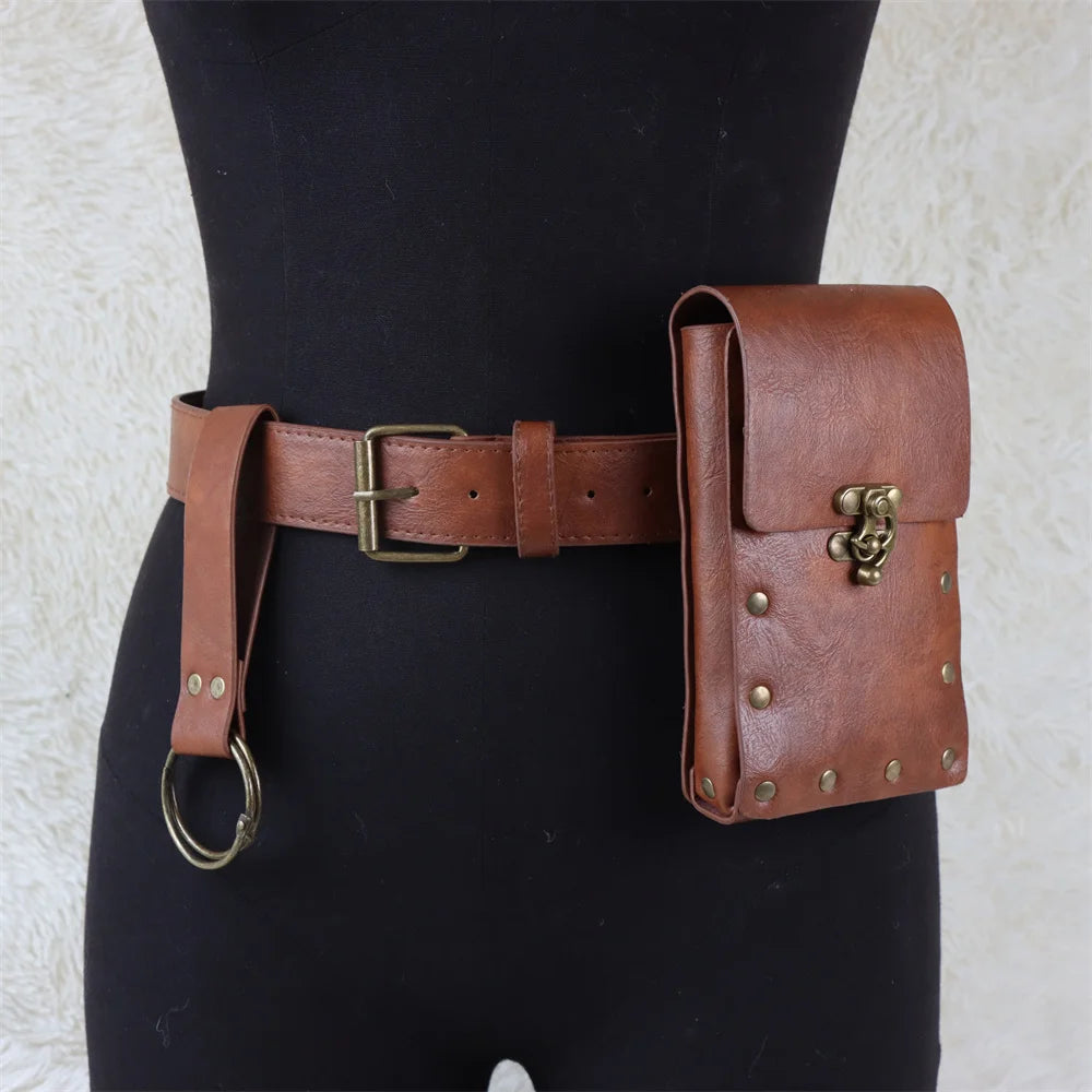 Viking Knight Cosplay Fantasy Belt Wasitbag Scabbard Medieval Renaissance Disguise Costume Accessories Adult Male  Props Belt