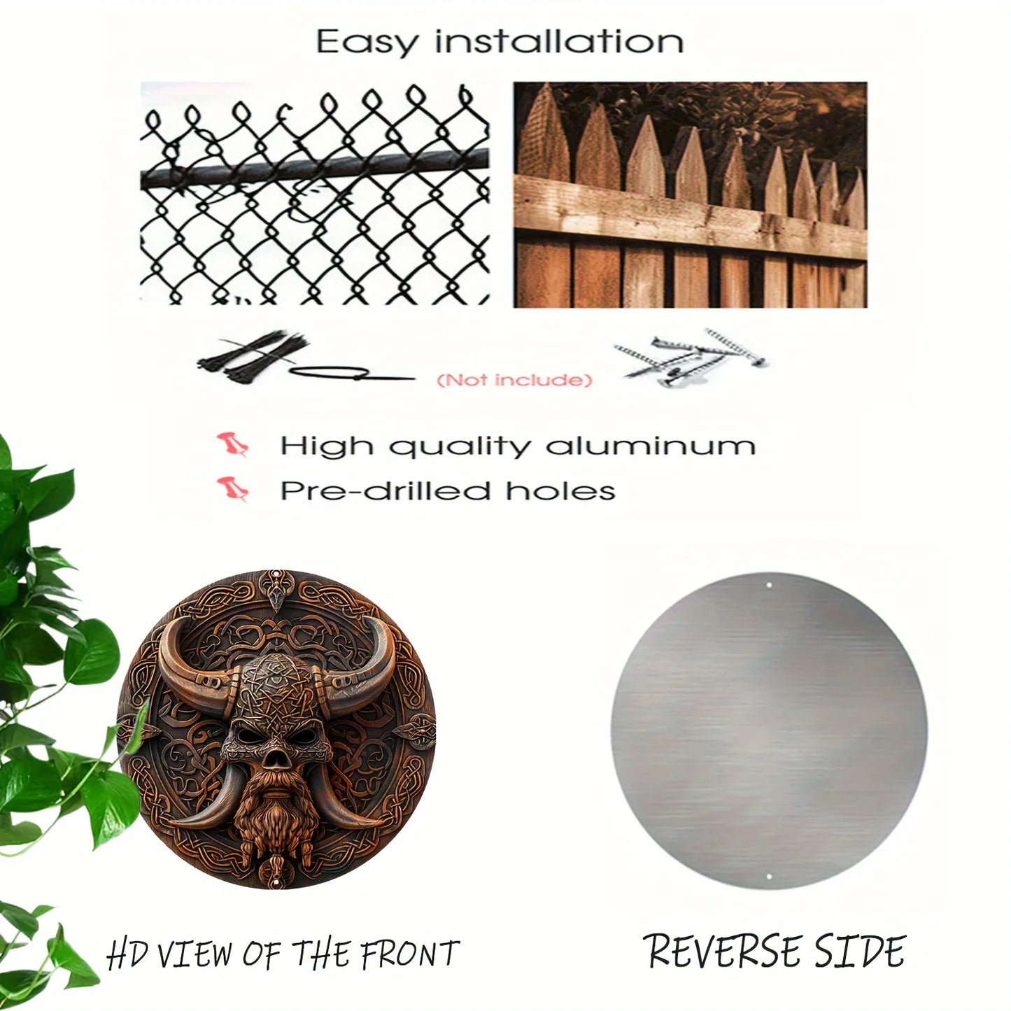 Viking Warrior Mask 8X8" Aluminum Wall Art - Durable & Uv Protected, Perfect For Home, Garage, Cafe Decor | Easy To Hang