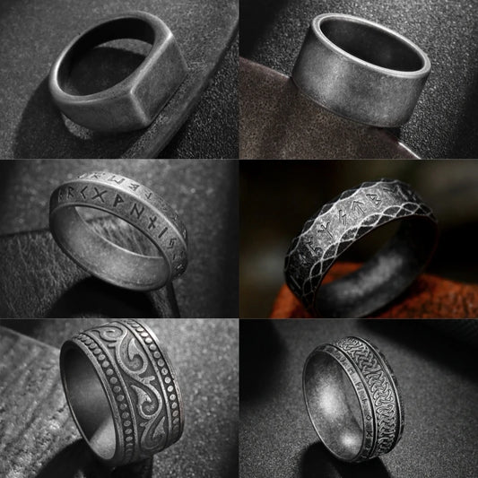 New Vintage Nordic Viking Rune Ring for Men Women Simple Stainless Steel Viking Odin Letter Ring Retro Amulet Jewelry Gifts