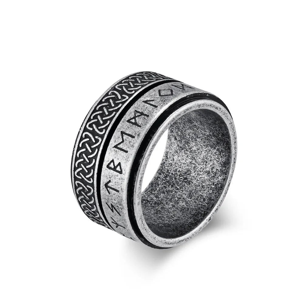 Scandinavian Viking Text Celtic Knot Rotatable Stainless Steel Rotating Ring Men's Domineering Personalized Finger Ring