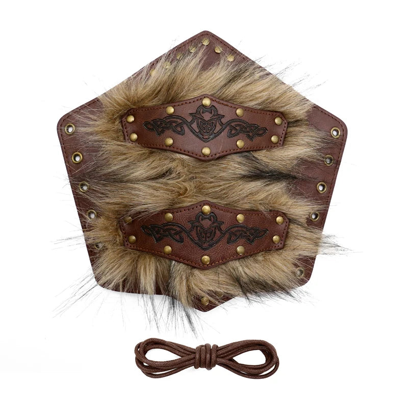 Viking Wrist Guards Armor Barbarian Faux Leather And Faux Fur Wrist Guards Halloween Costume Medieval Renaissance Accessories