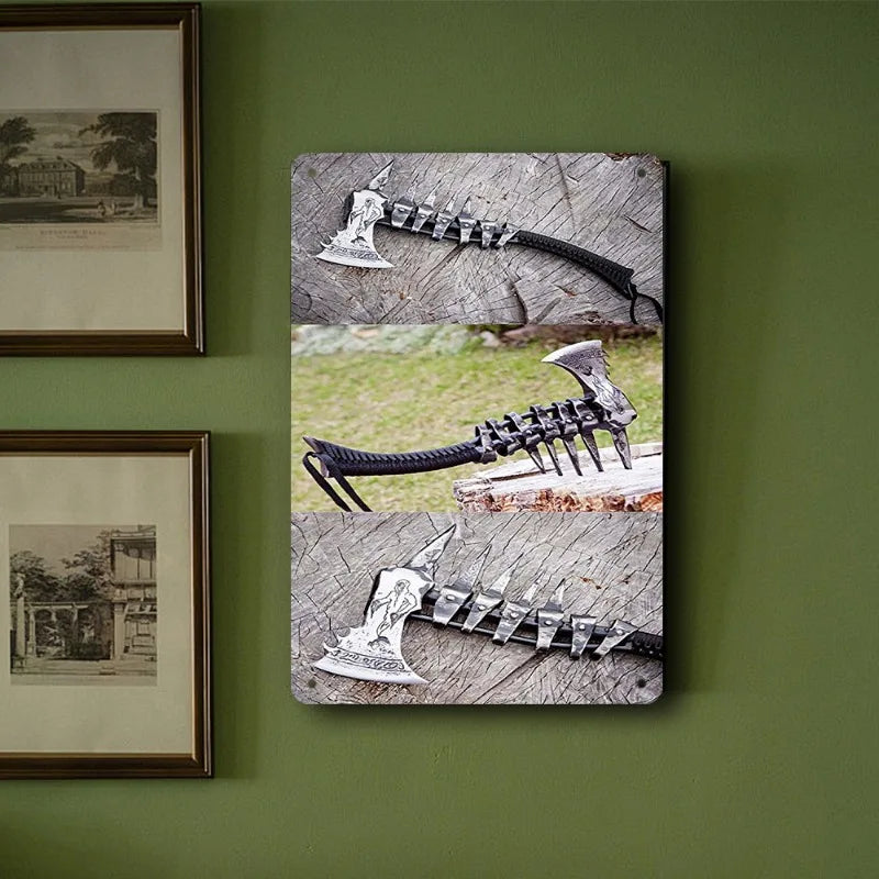 Hand-Forged Viking Axe Wall Art - High Carbon Steel Rustic Decor for Home, Bar, Cafe, Garage | Intricate Design