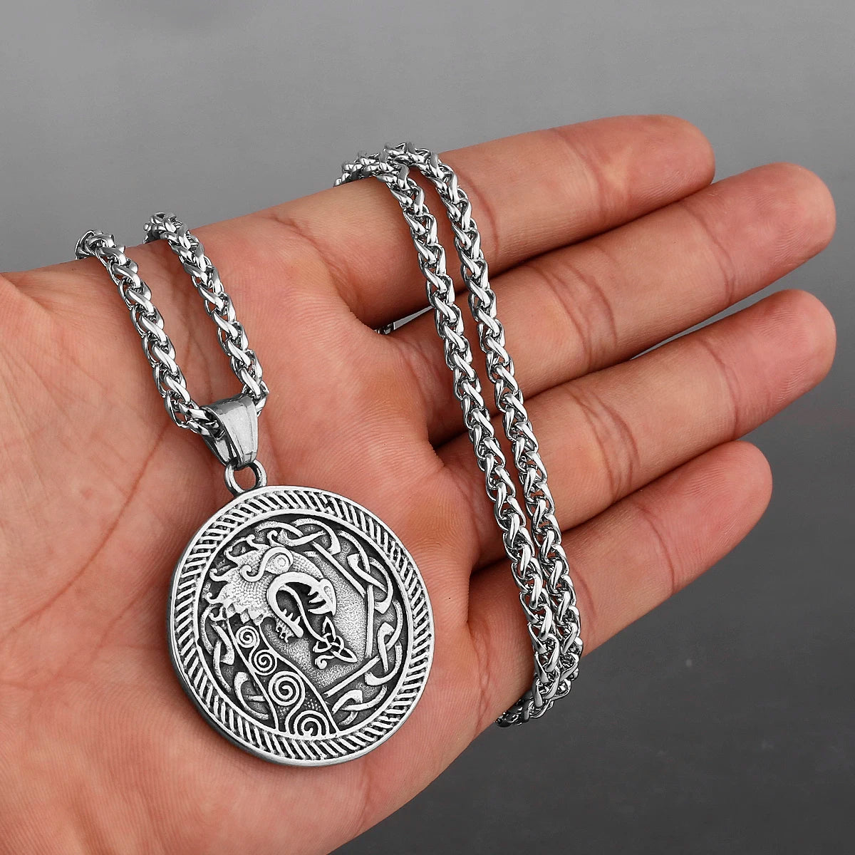 Viking Style Various Wolf Head Runes Original Stainless Steel Material Unisex Necklace Pendant Birthday Gift Factory Wholesale