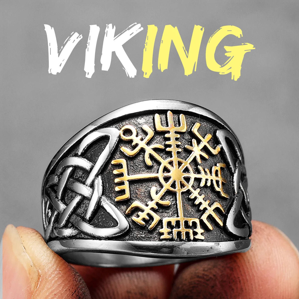 Viking Compass Celtic Knot Men Rings Stainless Steel Women Jewelry Vintage Punk Cool Stuff Fashion Accessories Gift Wholesale