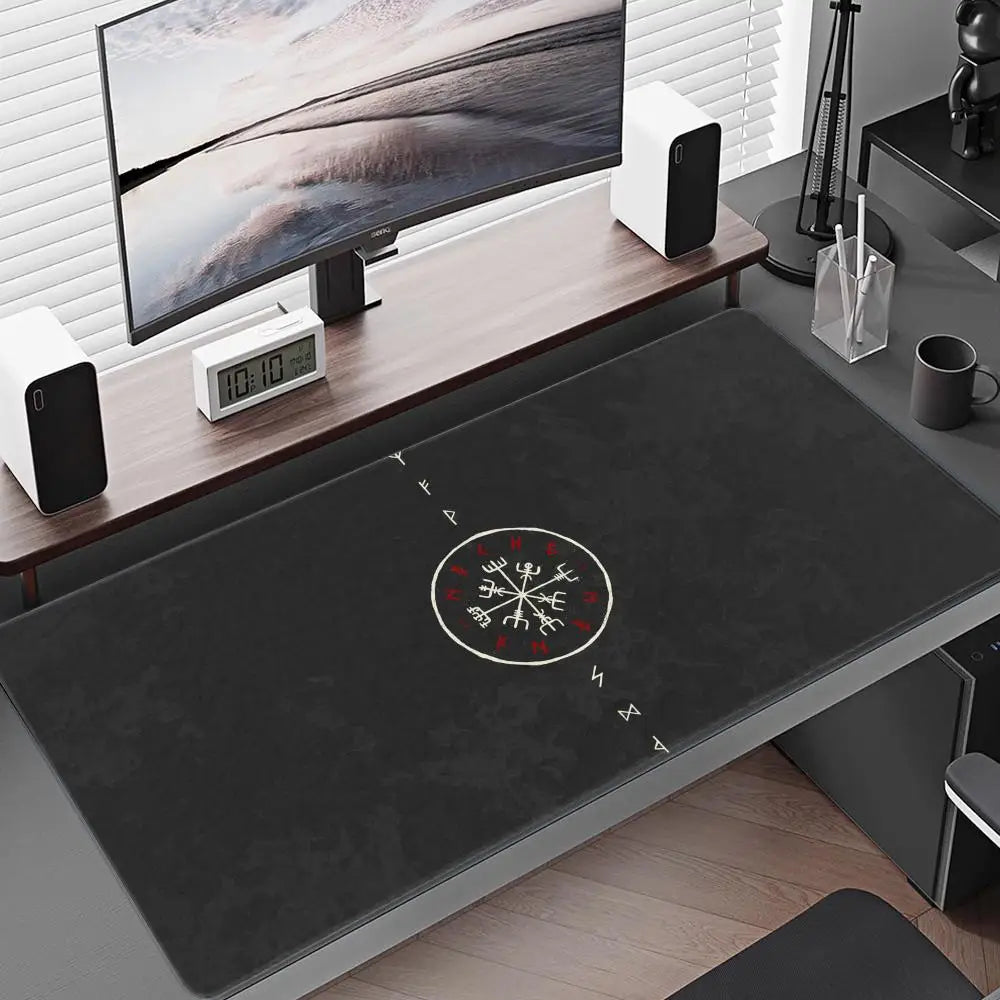 Viking-Vegvisir Logo Mousepad INS Tide Large Thickened Mouse Pad Oversized Gaming Keyboard Notebook Table Mat for PC Computer