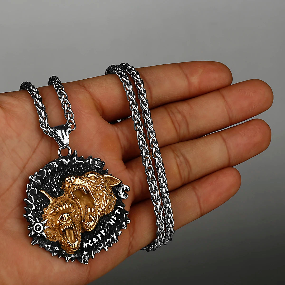 Viking Style Various Wolf Head Runes Original Stainless Steel Material Unisex Necklace Pendant Birthday Gift Factory Wholesale