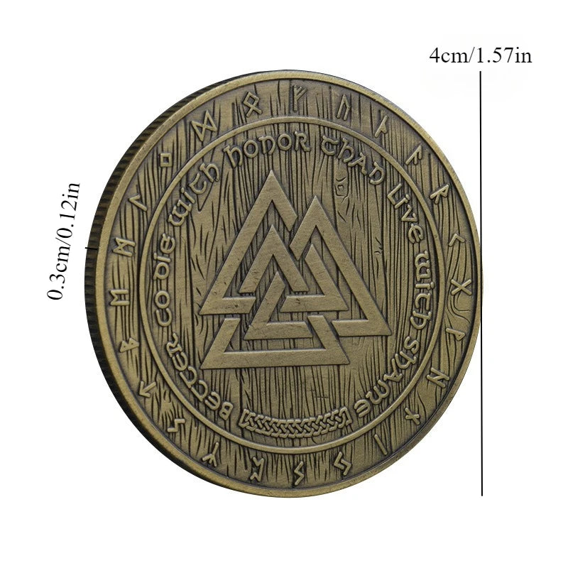 Viking Symbol Commemorative Coin Norwegian Odin Mythological Warrior Collectible Coin Nordic Souvenir Badge