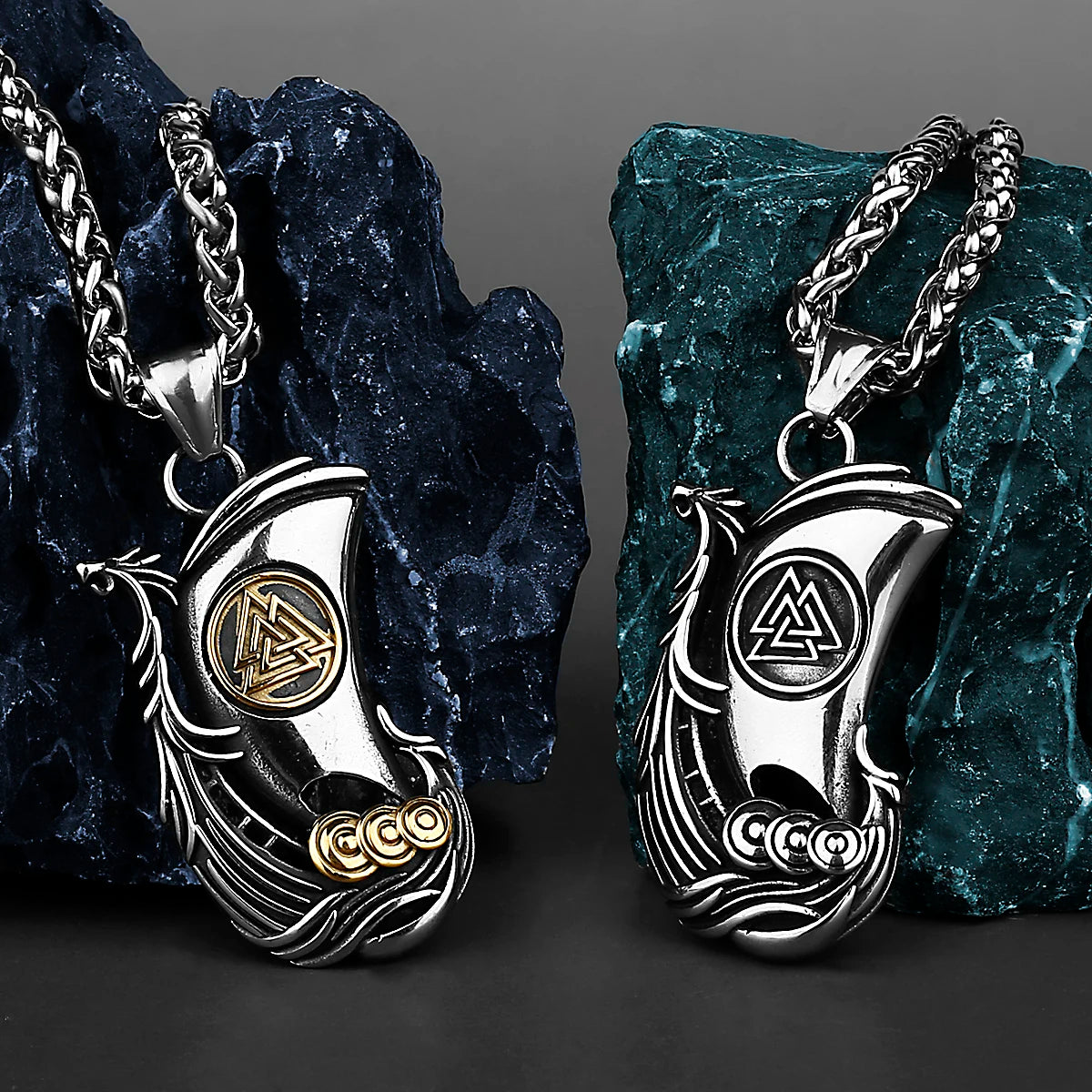 Viking ship necklace