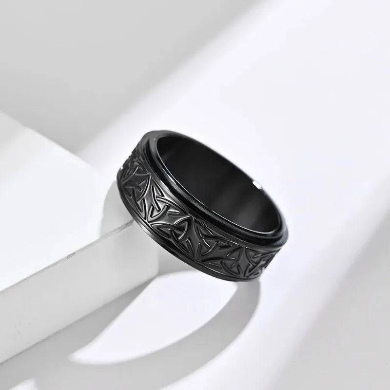 Viking Celtic Knot Rune Rings for Men Rotating Stainless Steel Anti Stress Anxiety Relife Spinning Ring Anillo Antiestres
