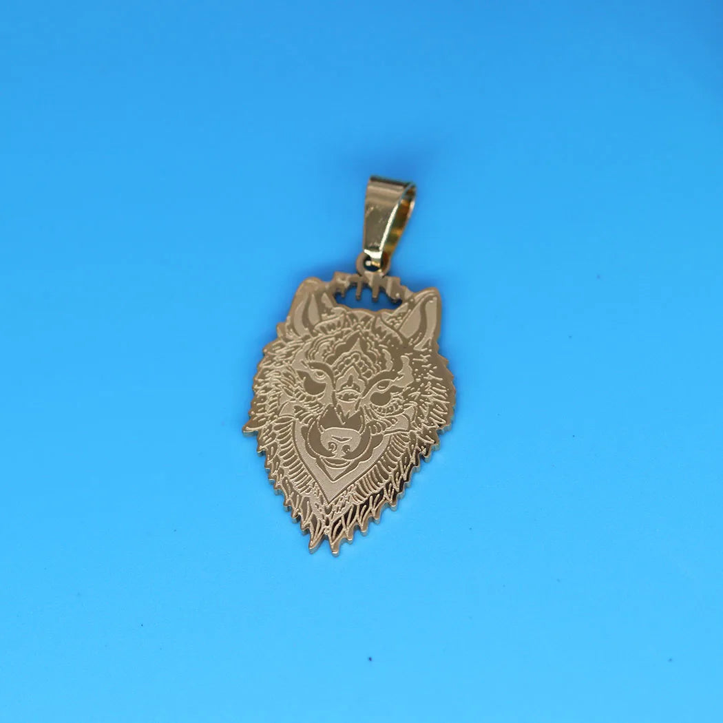 2Pcs/lot Viking Wolf Head Rune For Necklace Bracelets Jewelry Crafts Making Findings Handmade Stainless Steel Charm