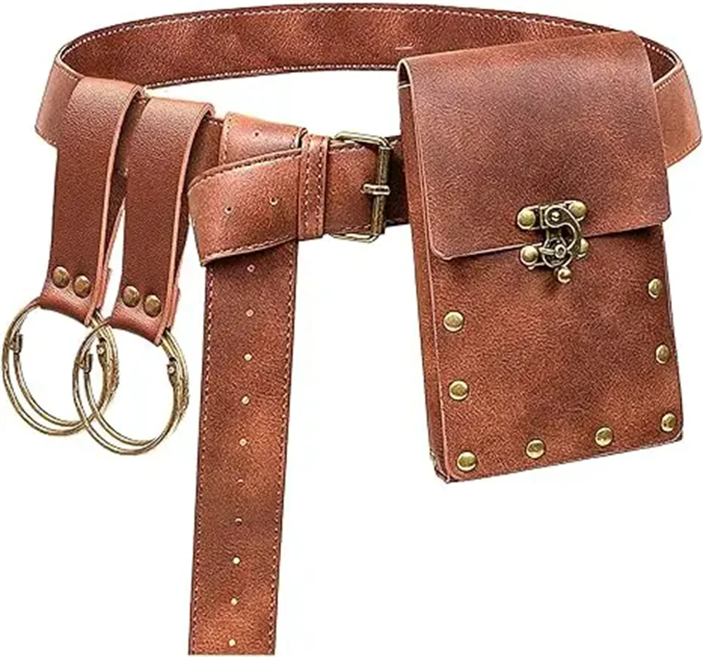 Viking Knight Cosplay Fantasy Belt Wasitbag Scabbard Medieval Renaissance Disguise Costume Accessories Adult Male  Props Belt