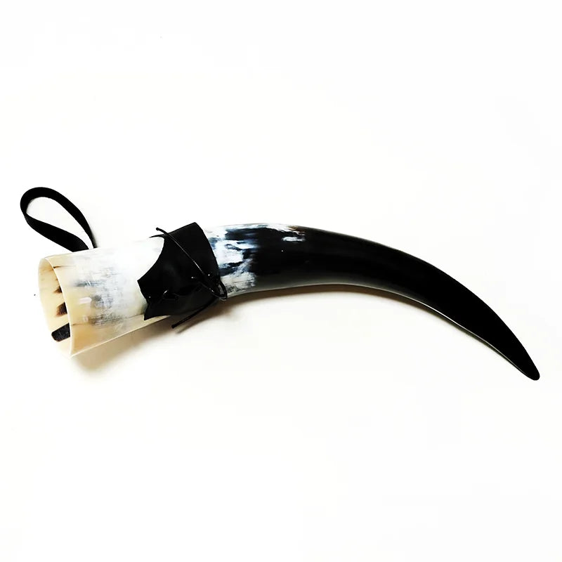 Viking Drinking Horn Mugs 380ml | Handmade Real OX Horn Cups for Ale Wine Beer Chalice Norse Tankard Vikings Style Gift for Men