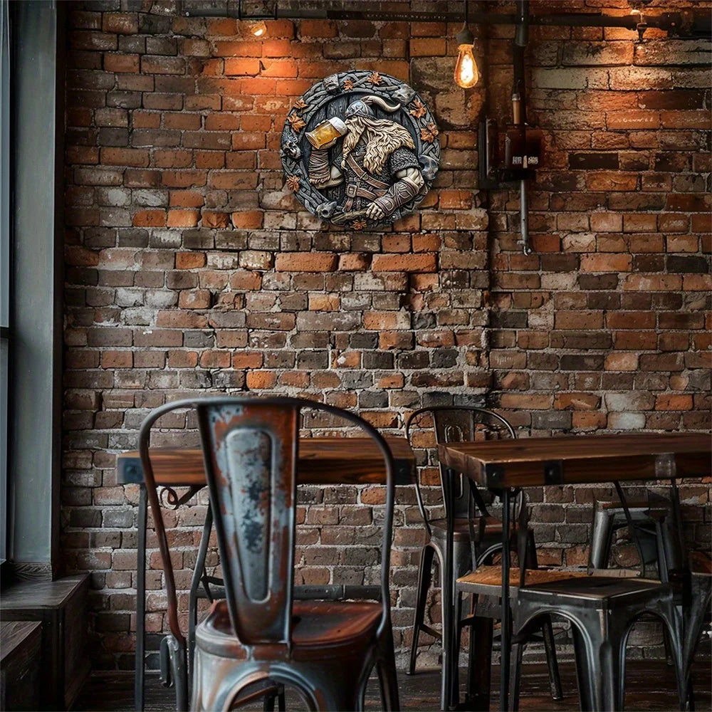 Viking Warrior 8X8" Aluminum Sign - Durable, 2D Effect Metal Wall Art For Home, Garden, Bedroom & Garage Decor - Perfect Gift Id