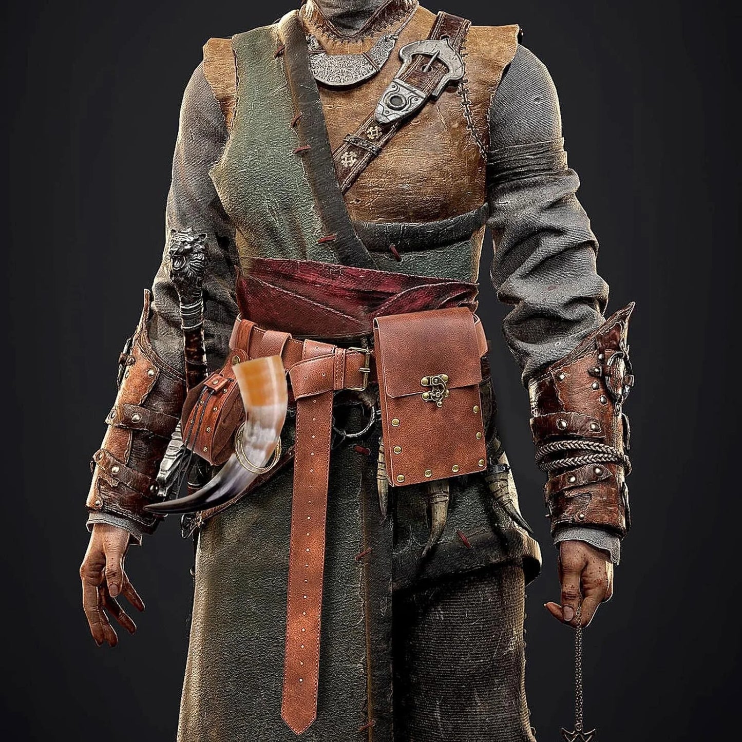 Medieval Role Playing Retro Belt Renaissance Copper Coin Waist Bag Viking Knight Skirt Clip Keychain Halloween Role Playing Prop