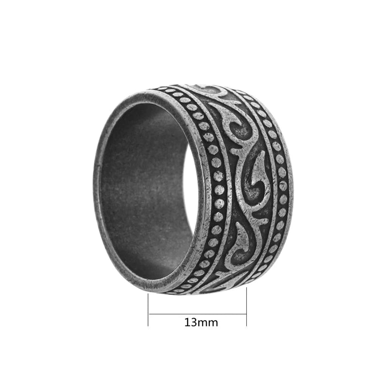 New Vintage Nordic Viking Rune Ring for Men Women Simple Stainless Steel Viking Odin Letter Ring Retro Amulet Jewelry Gifts