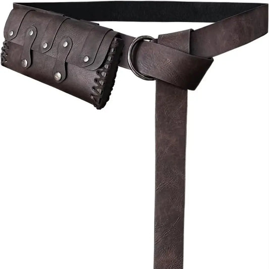 Viking Knight Retro Belt PU Synthetic Leather Copaly Printed Change Waist Pack Halloween Dress Up Belt Set Accessory