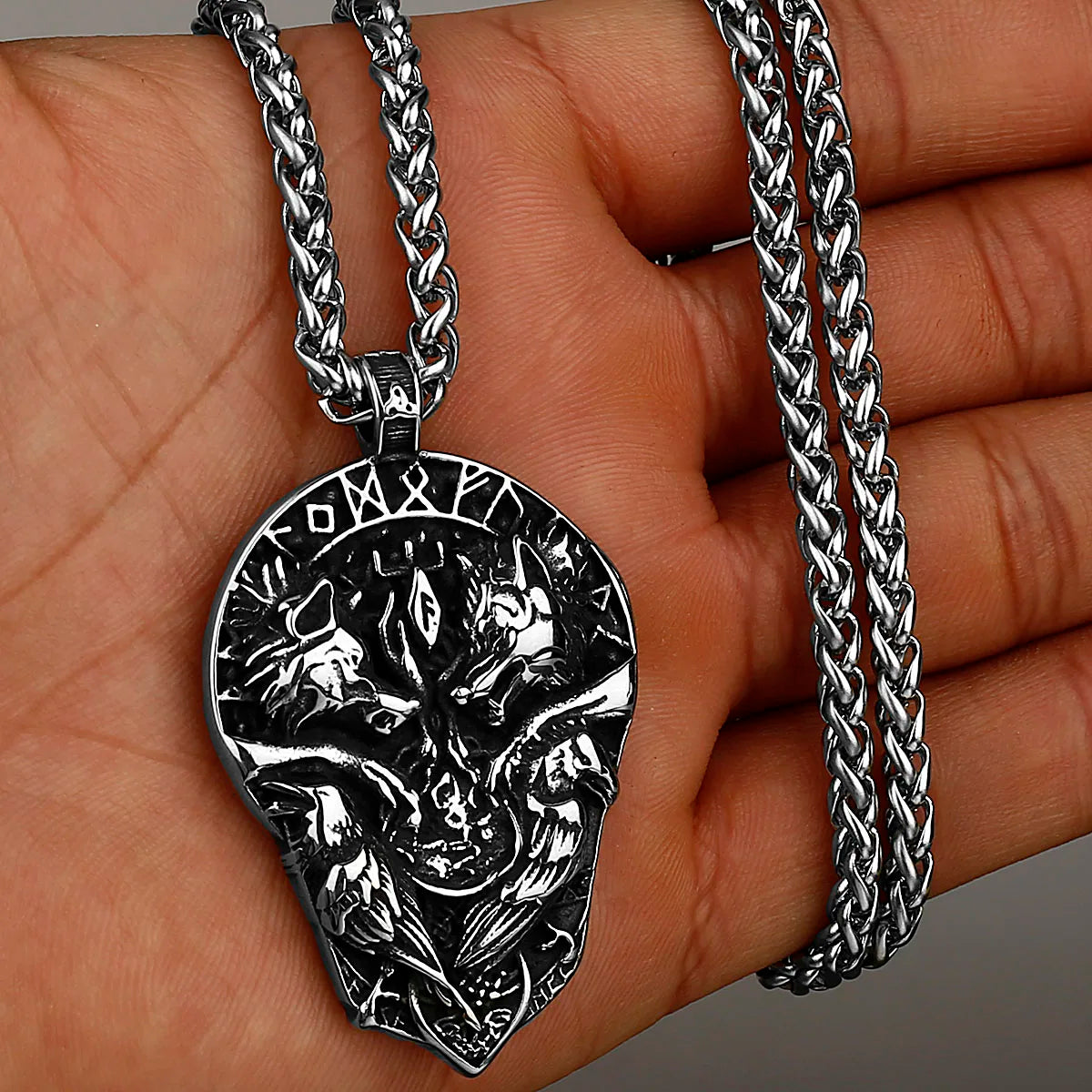 Viking Style Various Wolf Head Runes Original Stainless Steel Material Unisex Necklace Pendant Birthday Gift Factory Wholesale