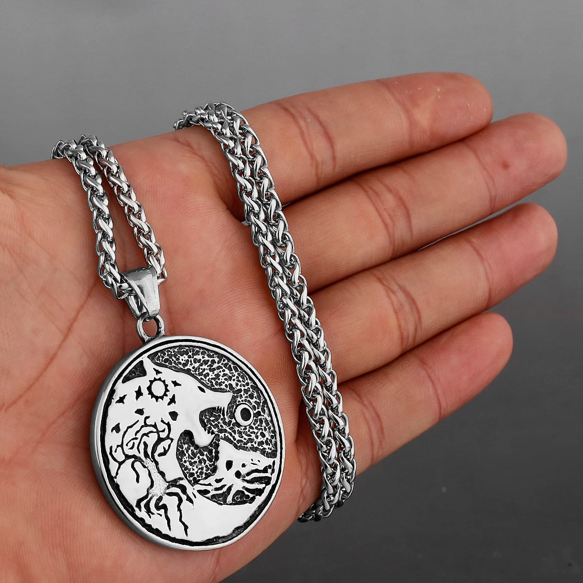 Viking Style Various Wolf Head Runes Original Stainless Steel Material Unisex Necklace Pendant Birthday Gift Factory Wholesale