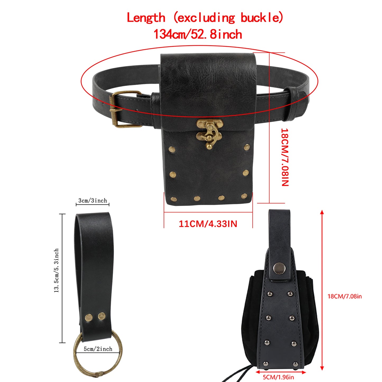 Medieval Role Playing Retro Belt Renaissance Copper Coin Waist Bag Viking Knight Skirt Clip Keychain Halloween Role Playing Prop