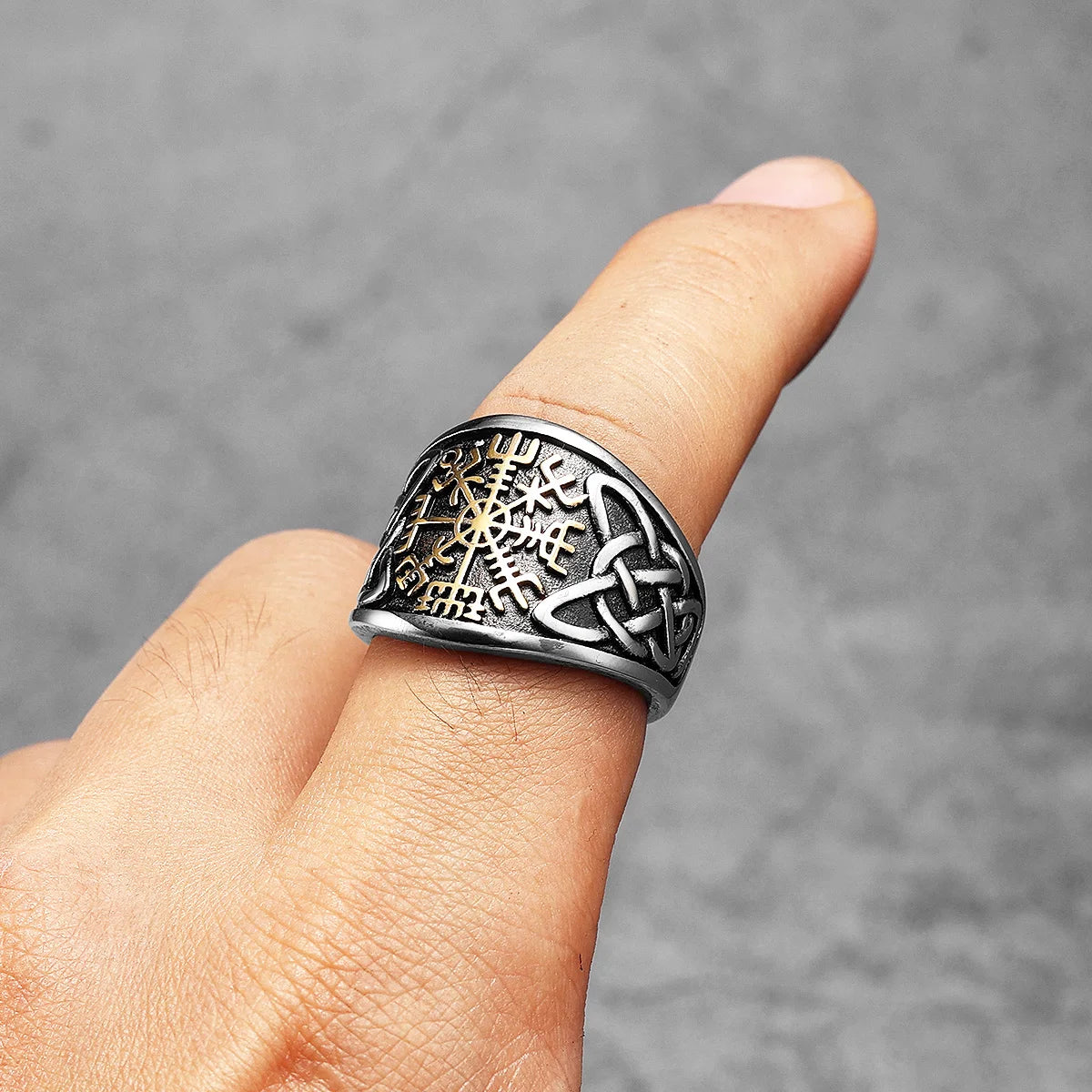 Viking Compass Celtic Knot Men Rings Stainless Steel Women Jewelry Vintage Punk Cool Stuff Fashion Accessories Gift Wholesale