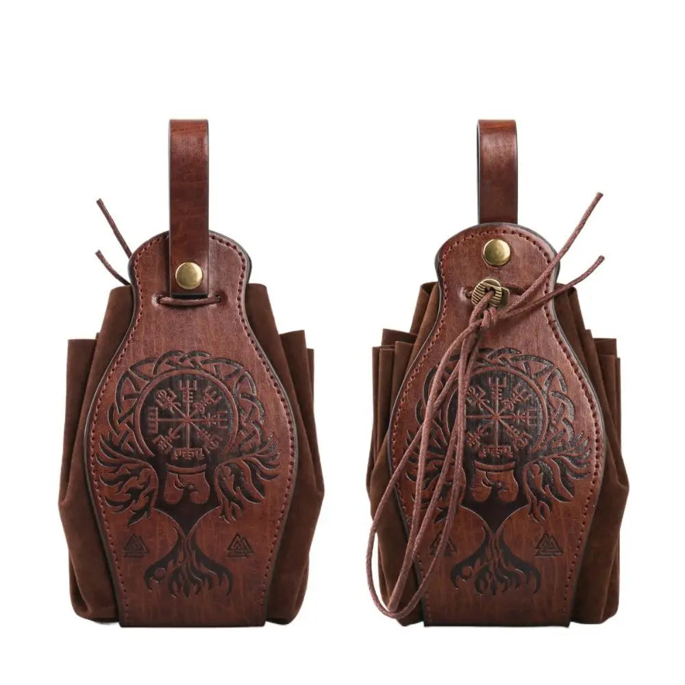 Fashion Coin Purse Vintage Medieval Waist Bag Dragon Wolf Pattern Halloween Cosplay Coin Purse Viking Knight Accessories