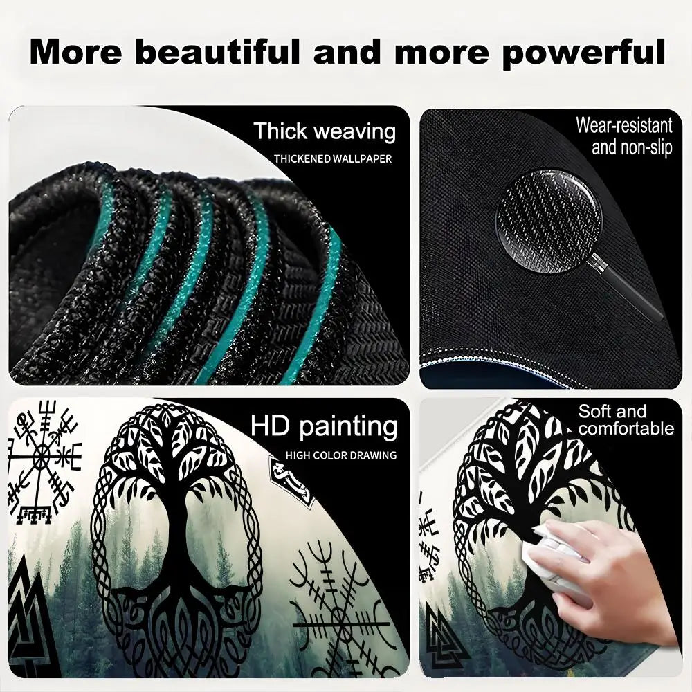 Viking-Vegvisir Logo Mousepad INS Tide Large Thickened Mouse Pad Oversized Gaming Keyboard Notebook Table Mat for PC Computer