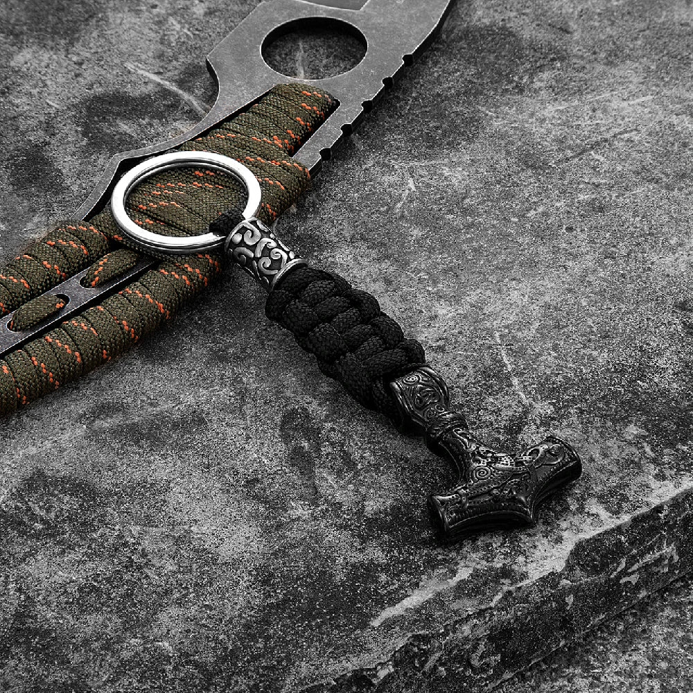 Vikings Thors Hammer Survival Rope Keychain