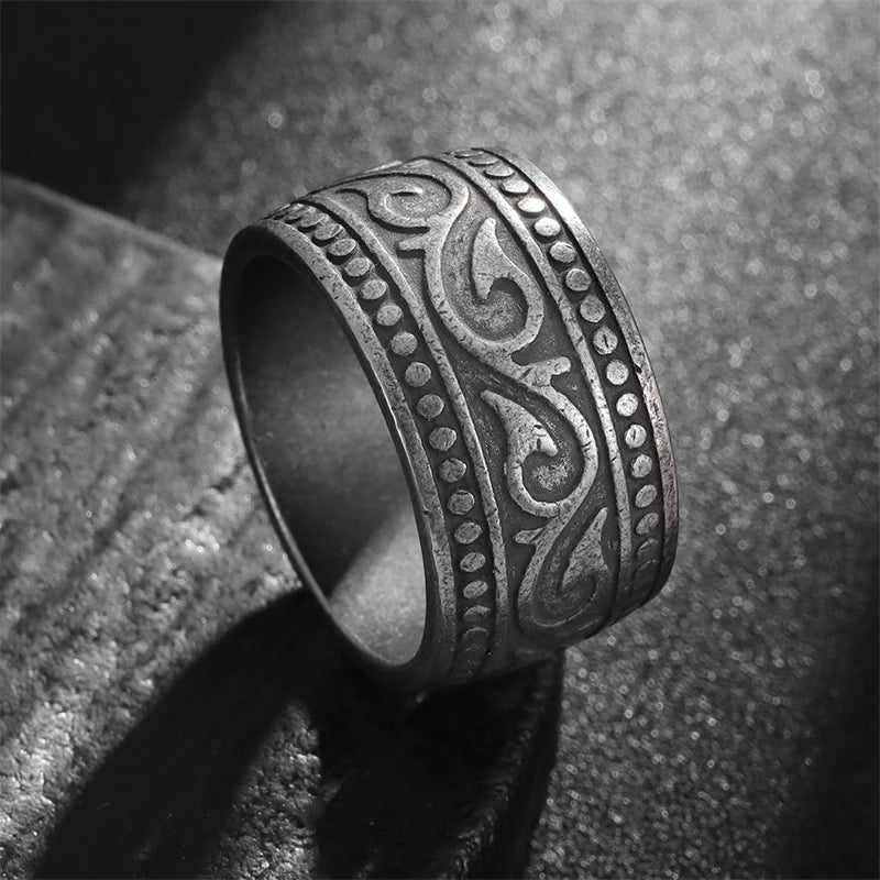 New Vintage Nordic Viking Rune Ring for Men Women Simple Stainless Steel Viking Odin Letter Ring Retro Amulet Jewelry Gifts