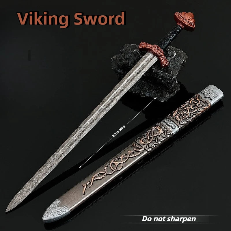 22cm/8.66in Game Peripherals Viking Sword Metal with Sheath Medieval Sword Model Toys Crafts Collectible Ornaments Gifts for Boy