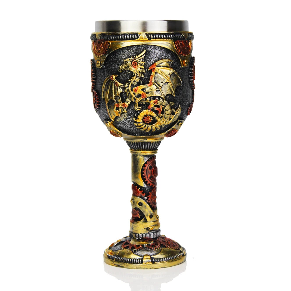 Gothic Wine Goblet Contain Dragon Claw Viking Skeleton Retro Stainless Steel&Resin Wine Glass BEST Halloween Gifts Bar Drinkware
