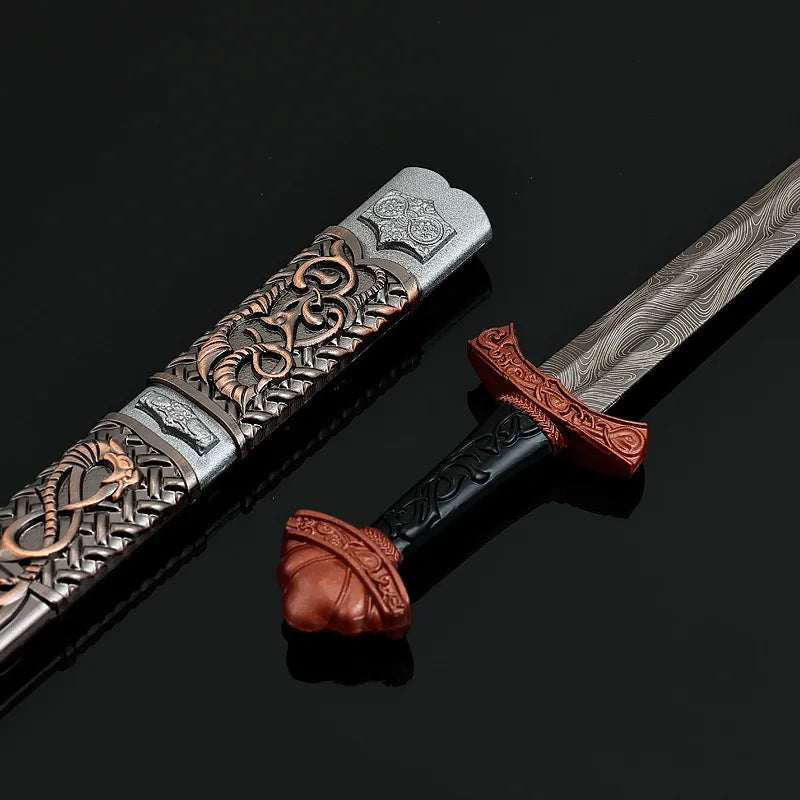 22cm/8.66in Game Peripherals Viking Sword Metal with Sheath Medieval Sword Model Toys Crafts Collectible Ornaments Gifts for Boy