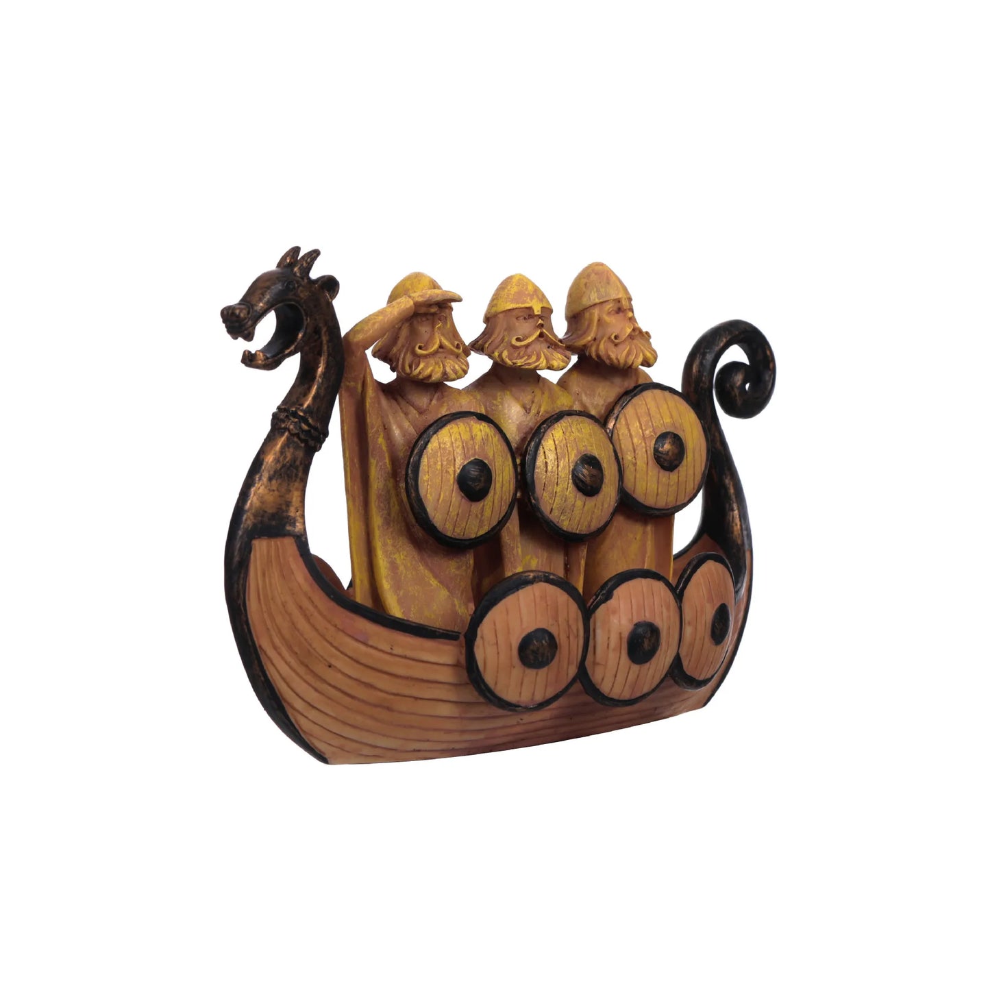 Viking Ship Soldier Resin Craft Soldier Shield Dragon Boat Creative Painted Home Retro Decoration Figurine  Antique Home Decor