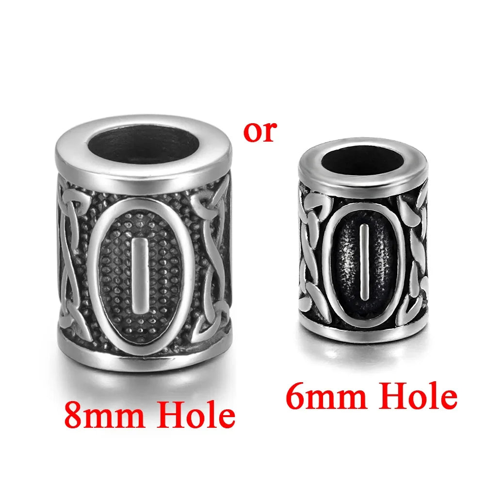 Stainless Steel Viking Rune Beads Hair Beard Lanyards Paracord Bead Jewelry Bracelet Components Jewellery Making DIY Accessories