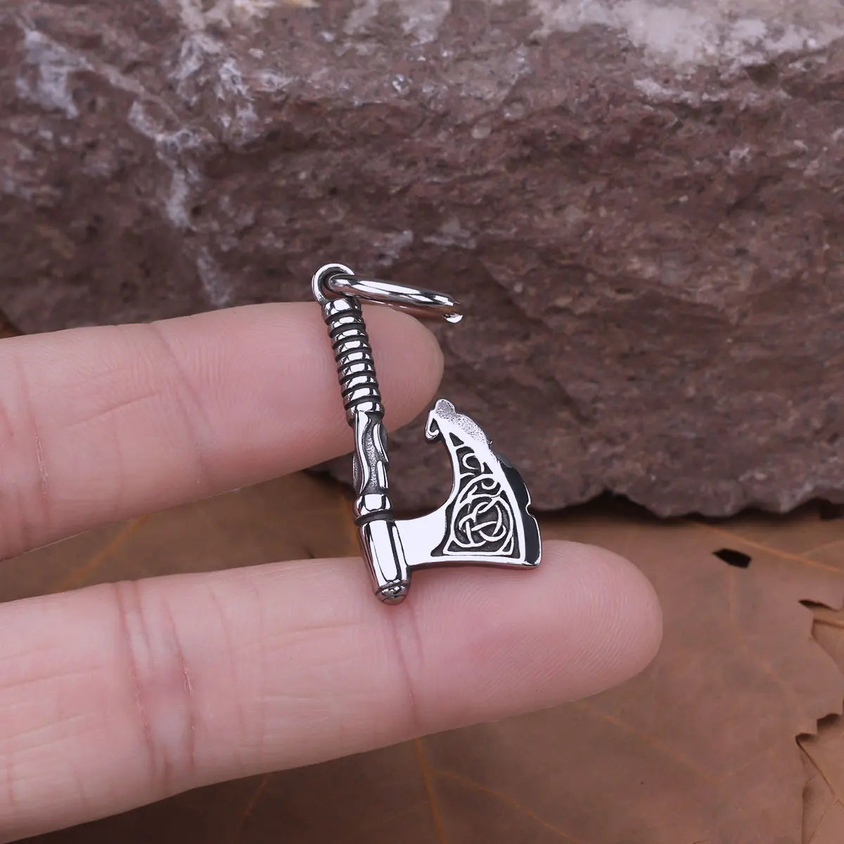 Stainless Steel Vikings Warrior Weapon Axe Drop Earrings Scandinavian Celtic Knot Rune Amulet Dangle Earrings Jewelry Gift