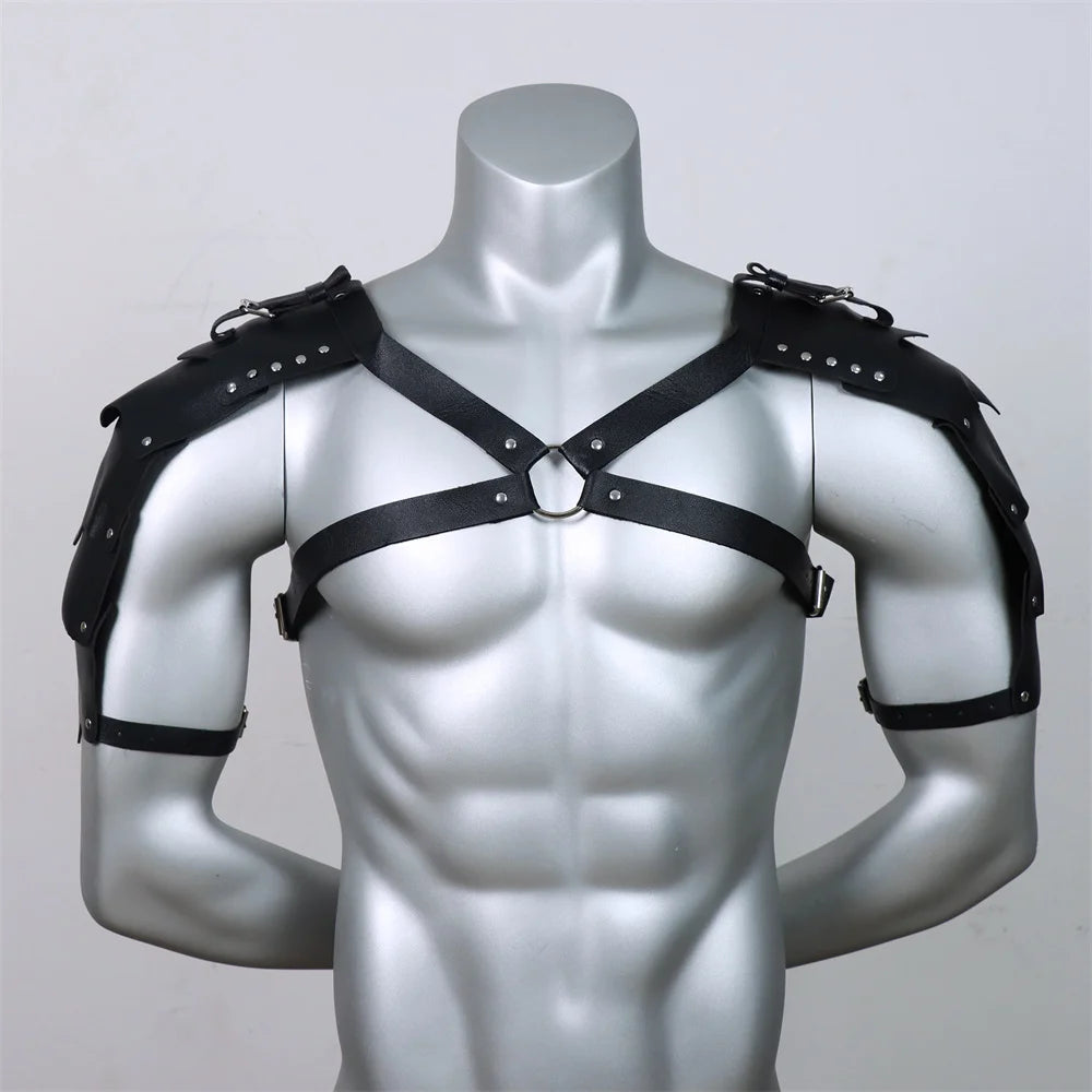 Medieval leather wide waistband brave knight role-playing Viking wristband Halloween Coplay shoulder armor accessory set