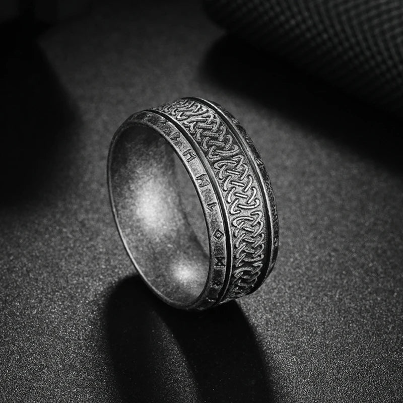 New Vintage Nordic Viking Rune Ring for Men Women Simple Stainless Steel Viking Odin Letter Ring Retro Amulet Jewelry Gifts