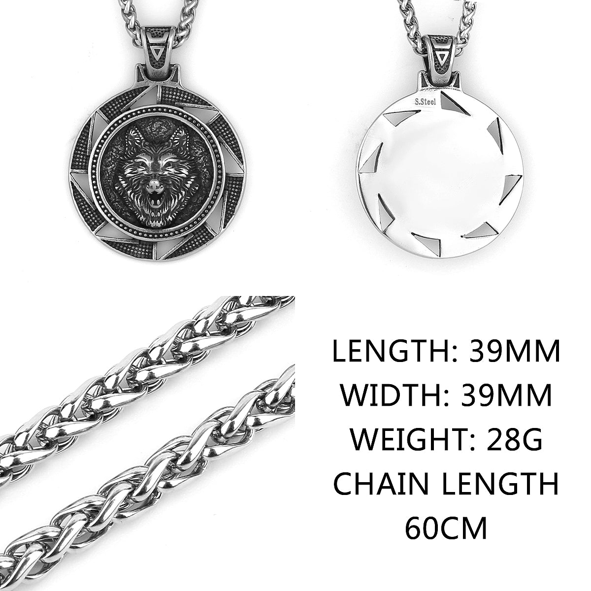 Viking Style Various Wolf Head Runes Original Stainless Steel Material Unisex Necklace Pendant Birthday Gift Factory Wholesale