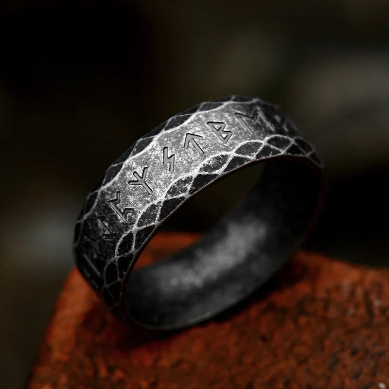 New Vintage Nordic Viking Rune Ring for Men Women Simple Stainless Steel Viking Odin Letter Ring Retro Amulet Jewelry Gifts